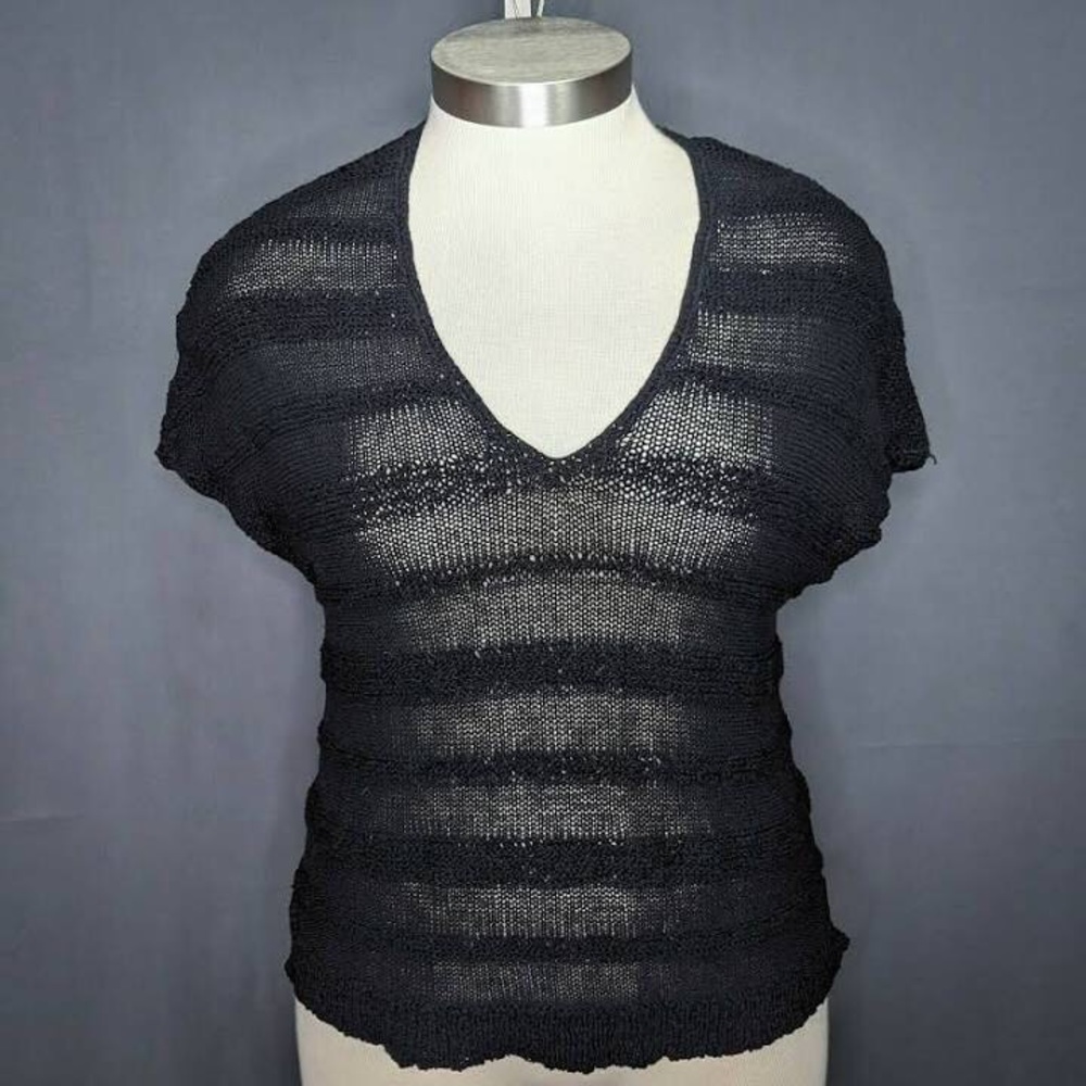 J.Jill open weave short sleeve light knit top